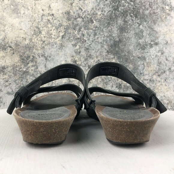 Teva Women's Size 10 Mahonia Black Leather Crisscross Slide Wedge Sandals - Picture 7 of 15
